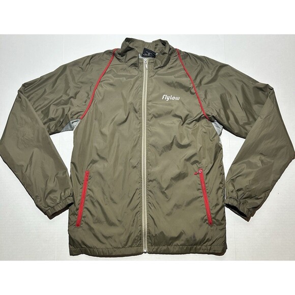 Flylow Mens Zip Up Jacket Windbreaker Green Red Size Medium - Picture 1 of 10
